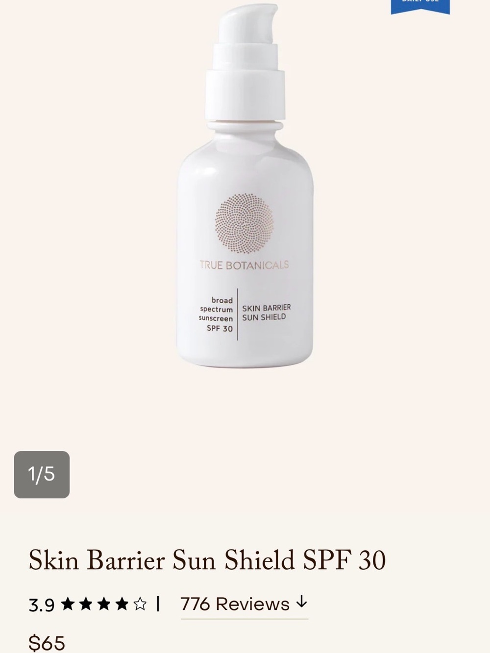 True Botanicals Skin Barrier Sun Shield SPF 30 — White